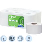 Туалетная бумага Focus Jumbo T2 1-слойная белая 12 рулонов 200 м