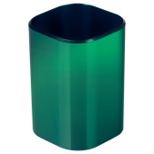   Подставка-стакан СТАММ "Фаворит", пластиковая, квадратная, зеленый "хамелеон"