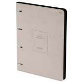 Тетрадь на кольцах А4, 120л., клетка, BG "Моно. Бежевый", иск. кожа, тиснение