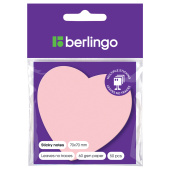 Самоклеящийся блок фигурный Berlingo "Сердце", 70*70мм, 50л, малиновый неон, европодвес