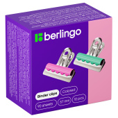 Зажимы-бульдоги для бумаг 57мм, Berlingo, 10шт. цветные, картонная коробка