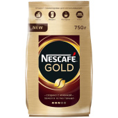   Кофе растворимый Nescafe "Gold", сублимированный, с молотым, тонкий помол, мягкая упаковка, 750г