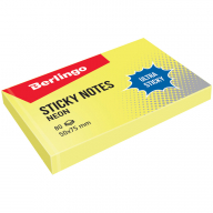 Самоклеящийся блок Berlingo "Ultra Sticky", 50*75мм, 80л, желтый неон