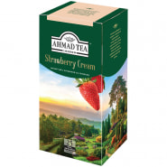Чай Ahmad Tea "Strawberry Cream", черный, с аром. клубники со сливками, 25 фольг. пакетиков по 1,5г