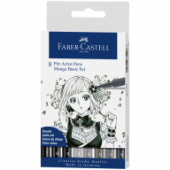 Набор капиллярных ручек Faber-Castell "Pitt Artist Pen Manga Basic set" ассорти,8шт.,0,3/0,7мм/Brush
