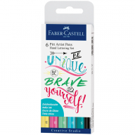 Набор капиллярных ручек Faber-Castell "Pitt Artist Pen Lettering" ассорти, 6шт., 0,3мм/Brush, евр.