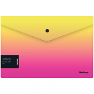 Папка-конверт на кнопке Berlingo "Radiance", 180мкм, желтый/розовый градиент, с рисунком