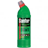 Чистящее средство для сантехники Sanfor "Universal 10в 1. Зеленое яблоко", гель с хлором, 750мл