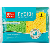 Губки бытовые OfficeClean, целлюлозные (губчатые), для посуды и уборки, 9,5*6,5*2см, 2шт