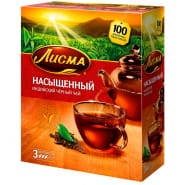 Чай Лисма "Насыщенный", черный, 100 пакетиков по 1,8г