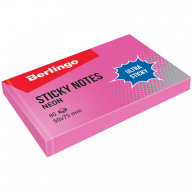 Самоклеящийся блок Berlingo "Ultra Sticky", 50*75мм, 80л, розовый неон