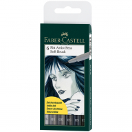 Набор капиллярных ручек Faber-Castell "Pitt Artist Pen Soft Brush" 6цв., 6шт., пласт.уп., европодвес
