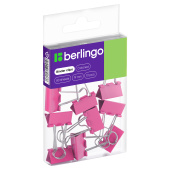Зажимы для бумаг 19мм, Berlingo 10 шт, цветные, ПВХ упак., европодвес, розовые