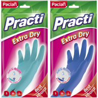 Перчатки резиновые Paclan "Practi Extra Dry", р.M, цвет микс, пакет с европодвесом
