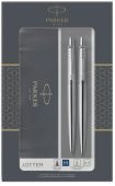 Набор Parker "Jotter Stainless Steel CT": ручка шариковая, 1,0мм и механический карандаш, 0,5мм, подарочная упаковка