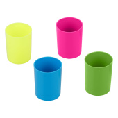   Подставка-стакан СТАММ "Лидер", пластиковая, круглая, неоновые цвета, ассорти