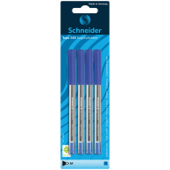 Набор шариковых ручек Schneider "Tops 505 M", 4шт., синий, 1,0 мм, прозрачный корпус, блистер